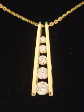 1.26 Cttw Moissanite 5 Stone Necklace Gold Plated 925 Silver NWT